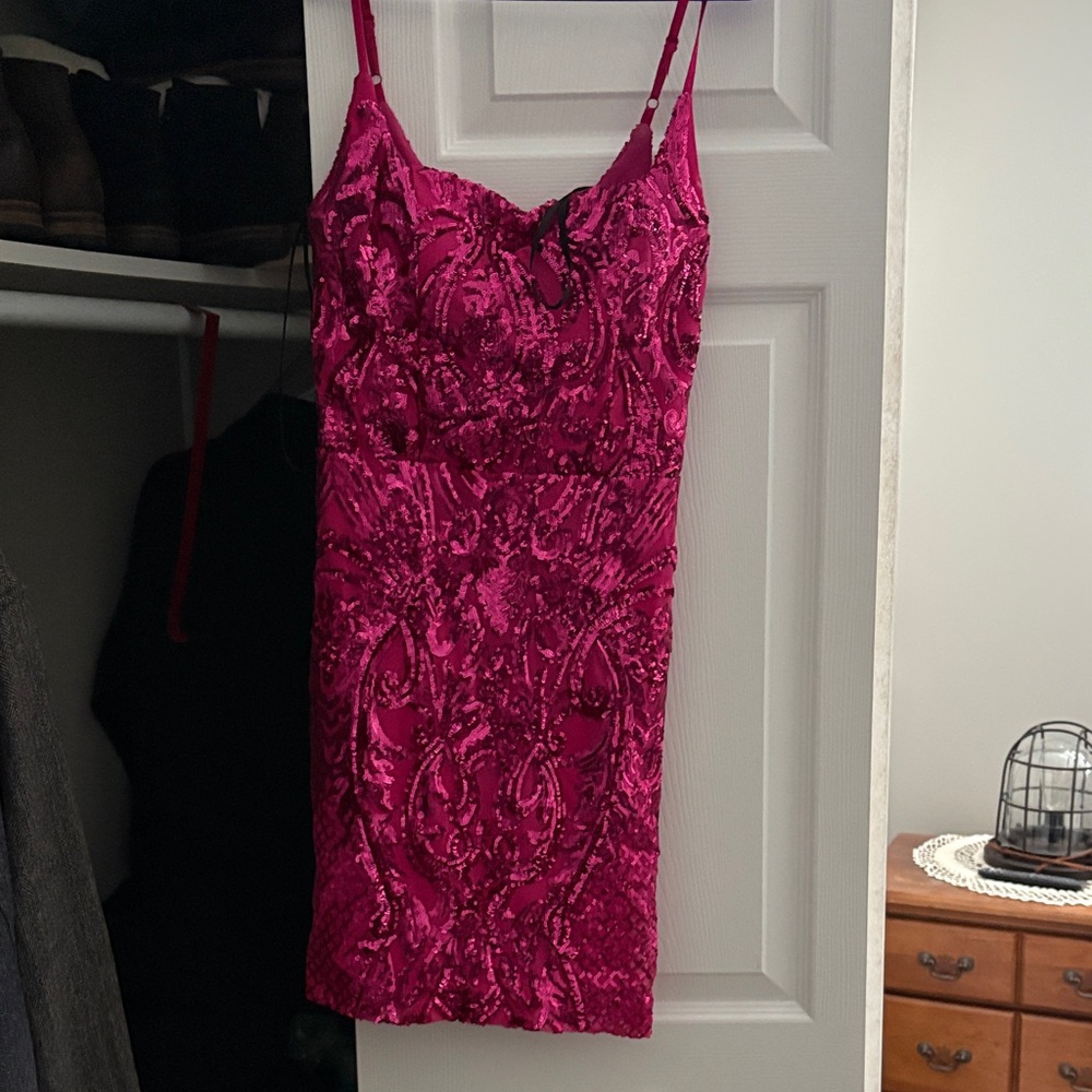 B Darlin Fuchsia Mini Dress